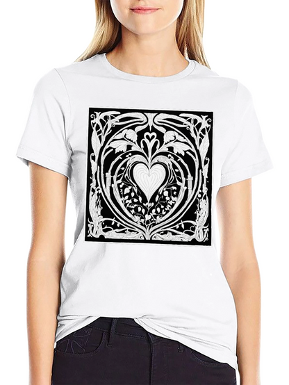 Heart Art Nouveau T-Shirt - Black