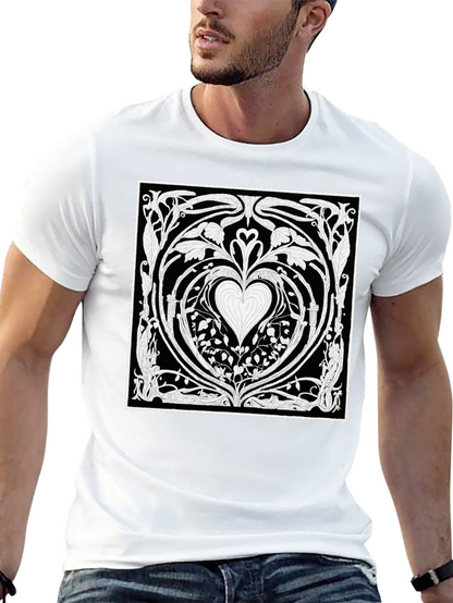 Heart Art Nouveau T-Shirt - Black