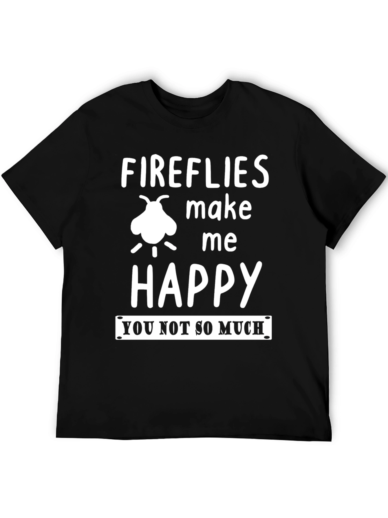 Fireflies Make Me Happy Graphic Tee - Black