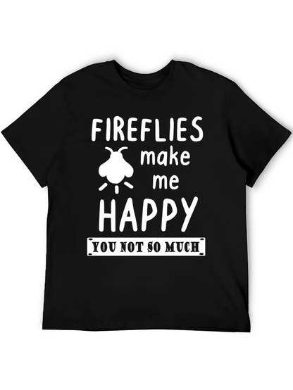 Fireflies Make Me Happy Graphic Tee - Black