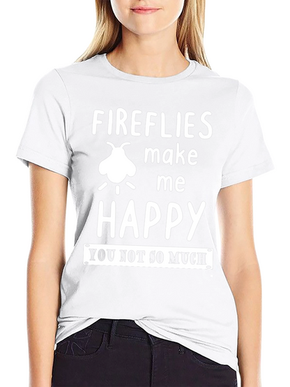 Fireflies Make Me Happy Graphic Tee - Black
