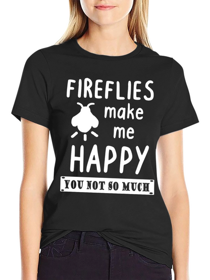 Fireflies Make Me Happy Graphic Tee - Black