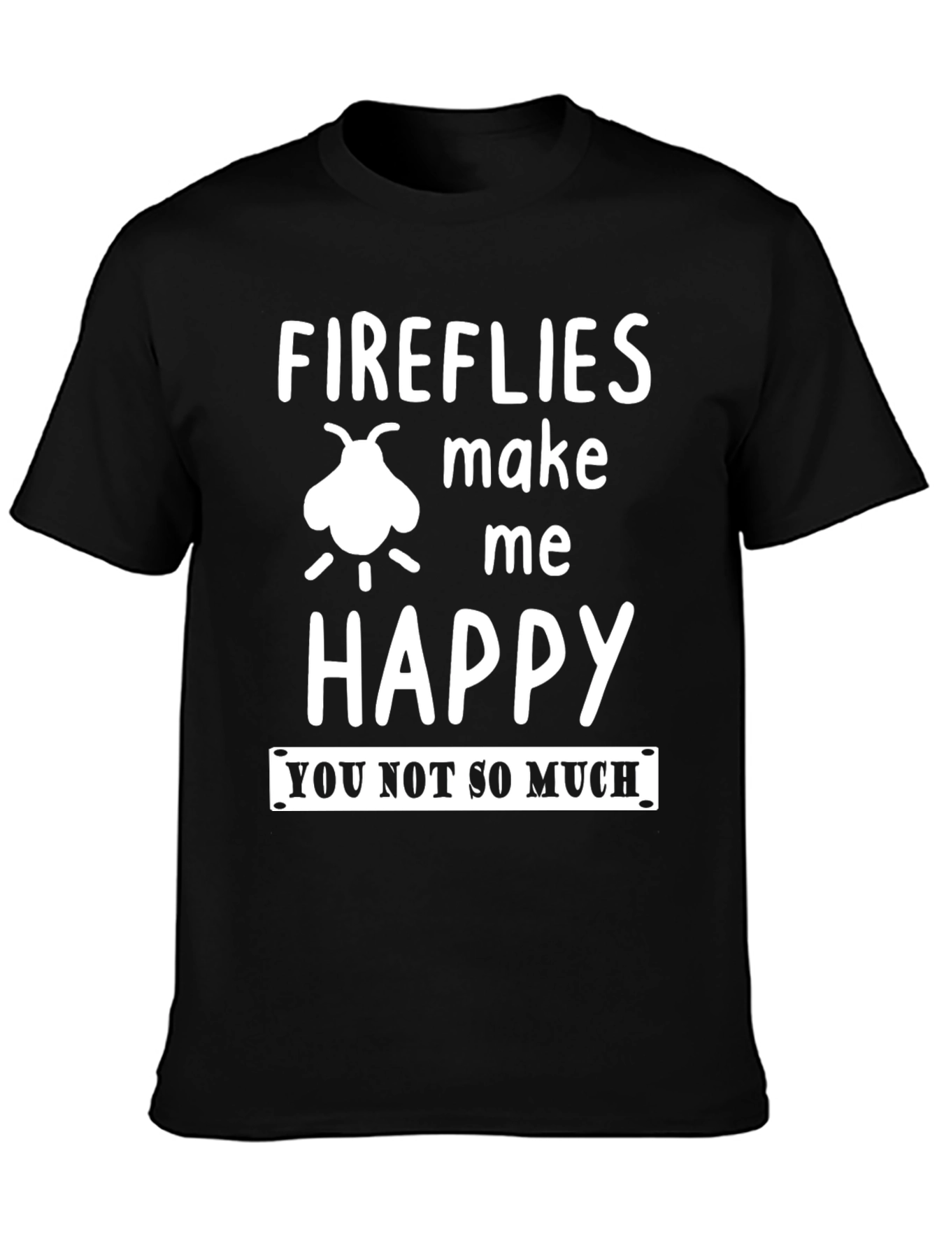 Fireflies Make Me Happy Graphic Tee - Black