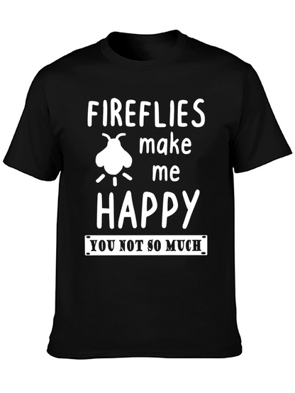 Fireflies Make Me Happy Graphic Tee - Black