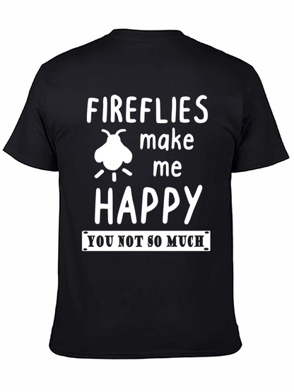 Fireflies Make Me Happy Graphic Tee - Black