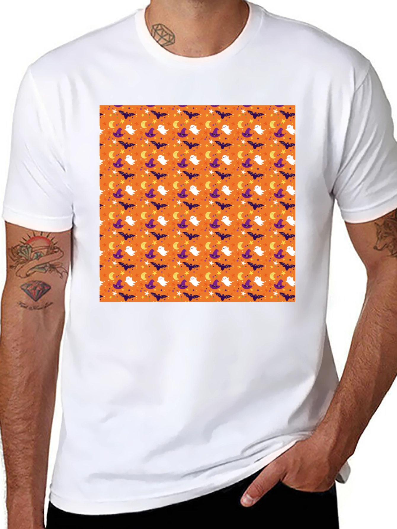 Halloween Pattern Black T-Shirt