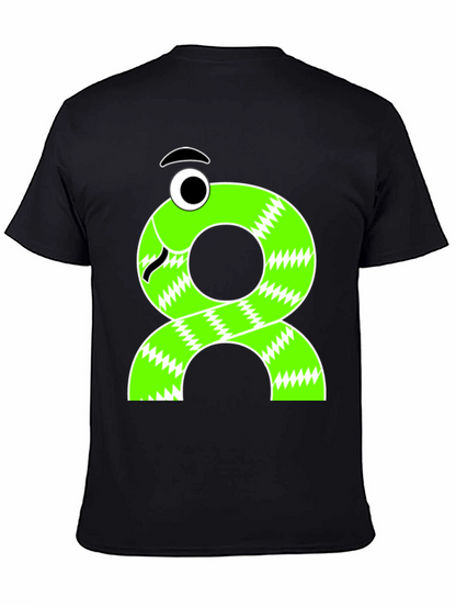 Funny Cartoon Snake T-Shirt - Black Cotton Tee