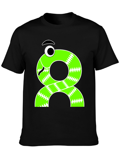 Funny Cartoon Snake T-Shirt - Black Cotton Tee