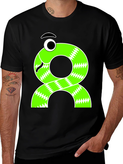 Funny Cartoon Snake T-Shirt - Black Cotton Tee