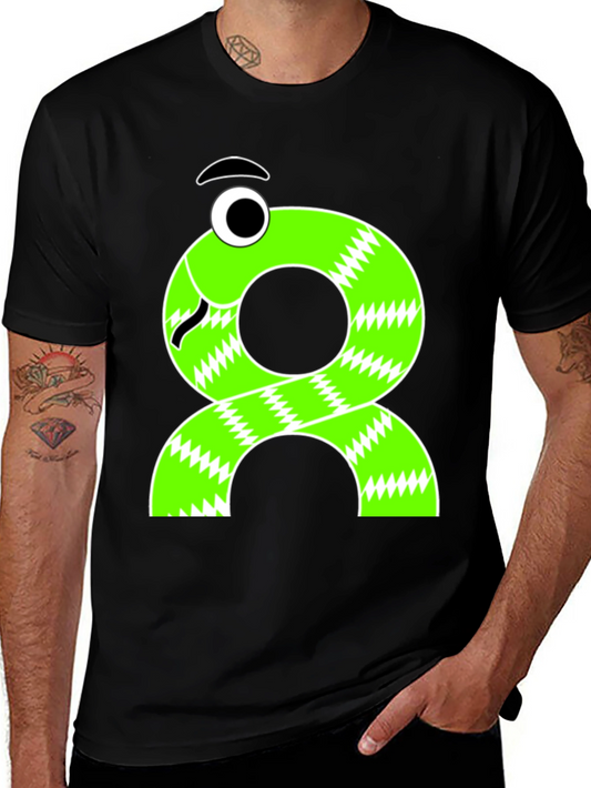 Funny Cartoon Snake T-Shirt - Black Cotton Tee