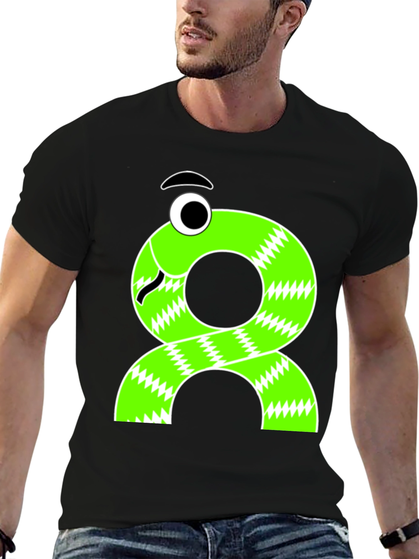 Funny Cartoon Snake T-Shirt - Black Cotton Tee