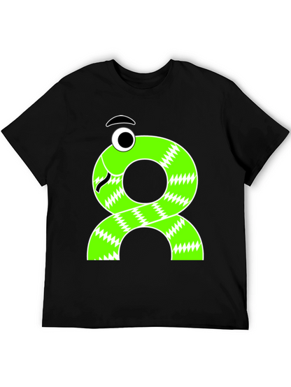 Funny Cartoon Snake T-Shirt - Black Cotton Tee