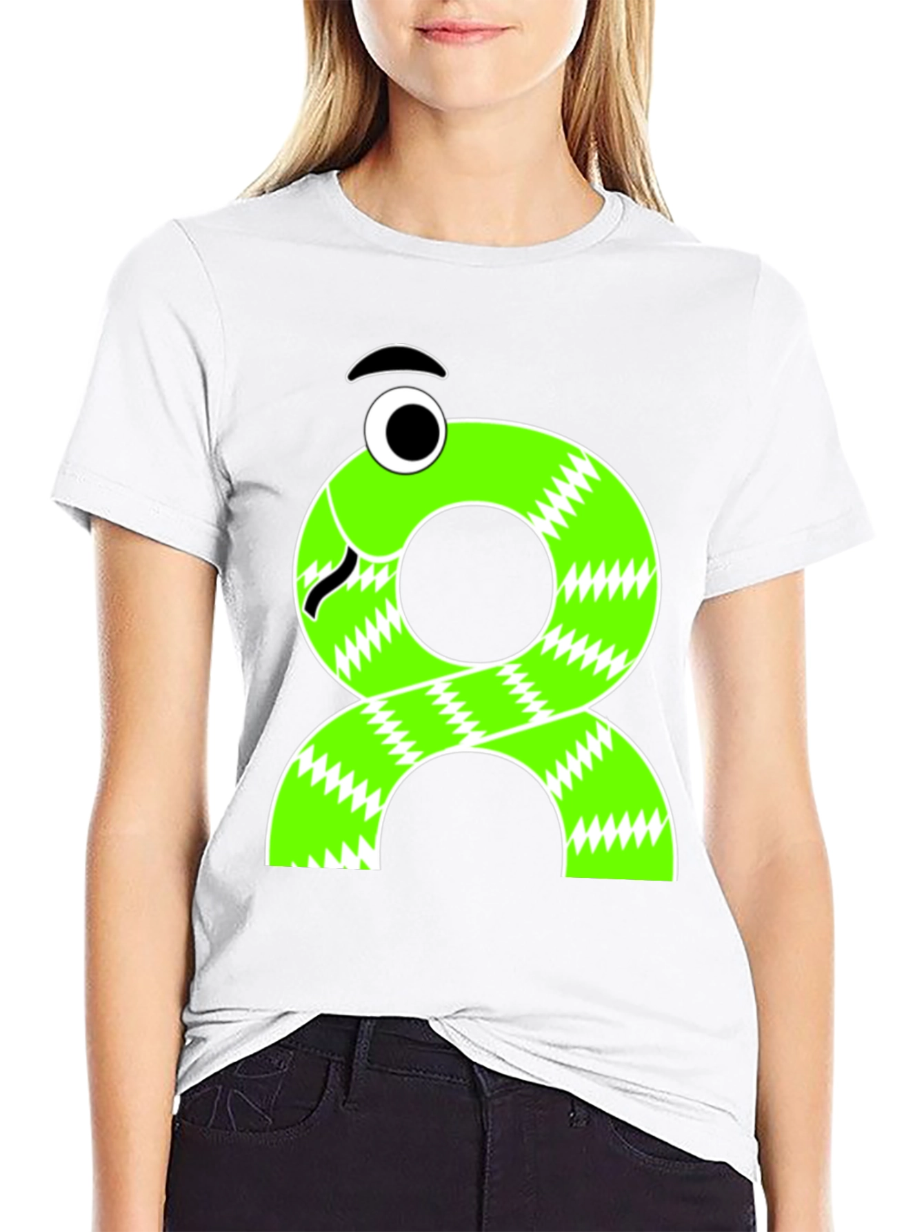 Funny Cartoon Snake T-Shirt - Black Cotton Tee
