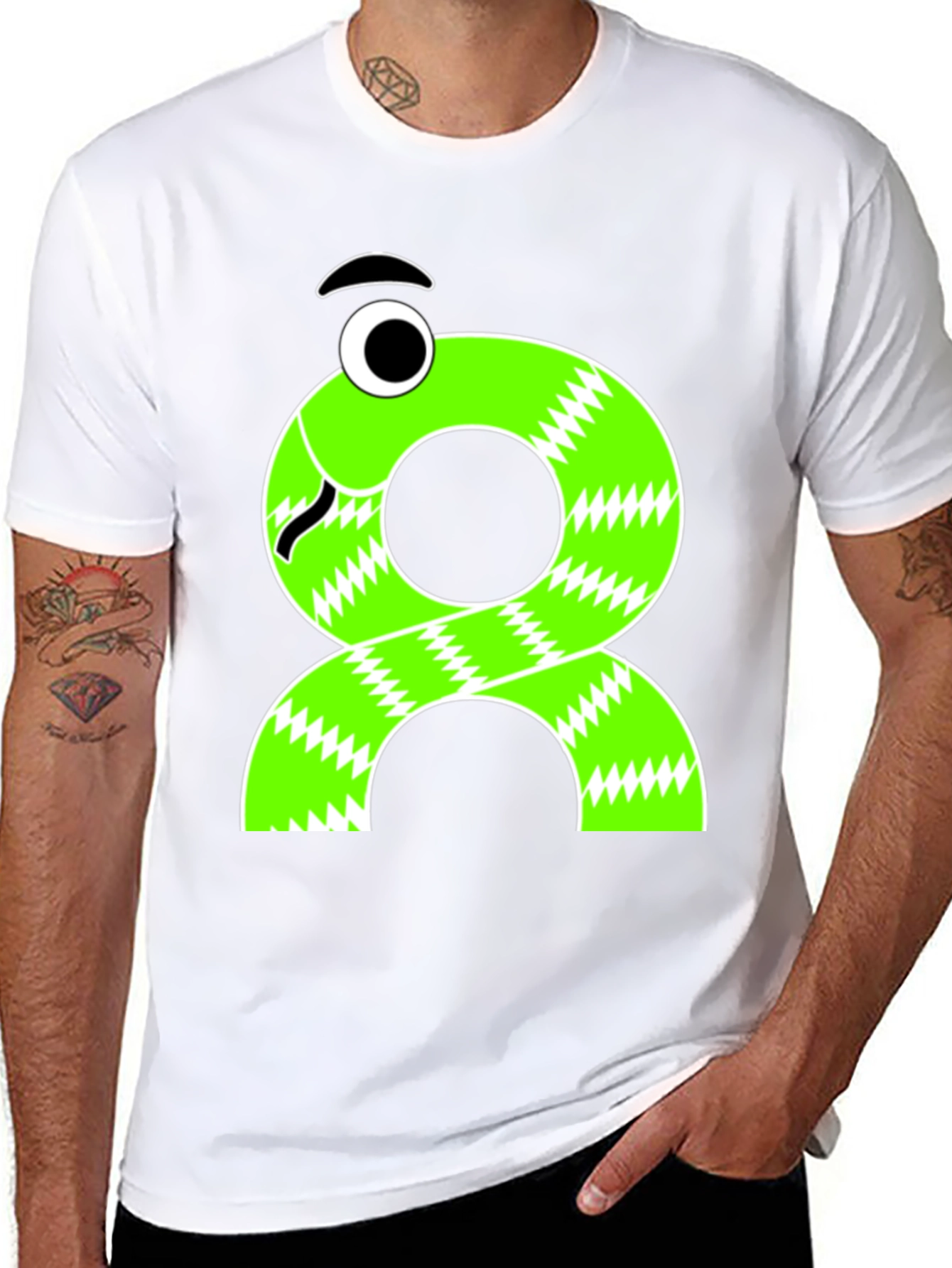 Funny Cartoon Snake T-Shirt - Black Cotton Tee