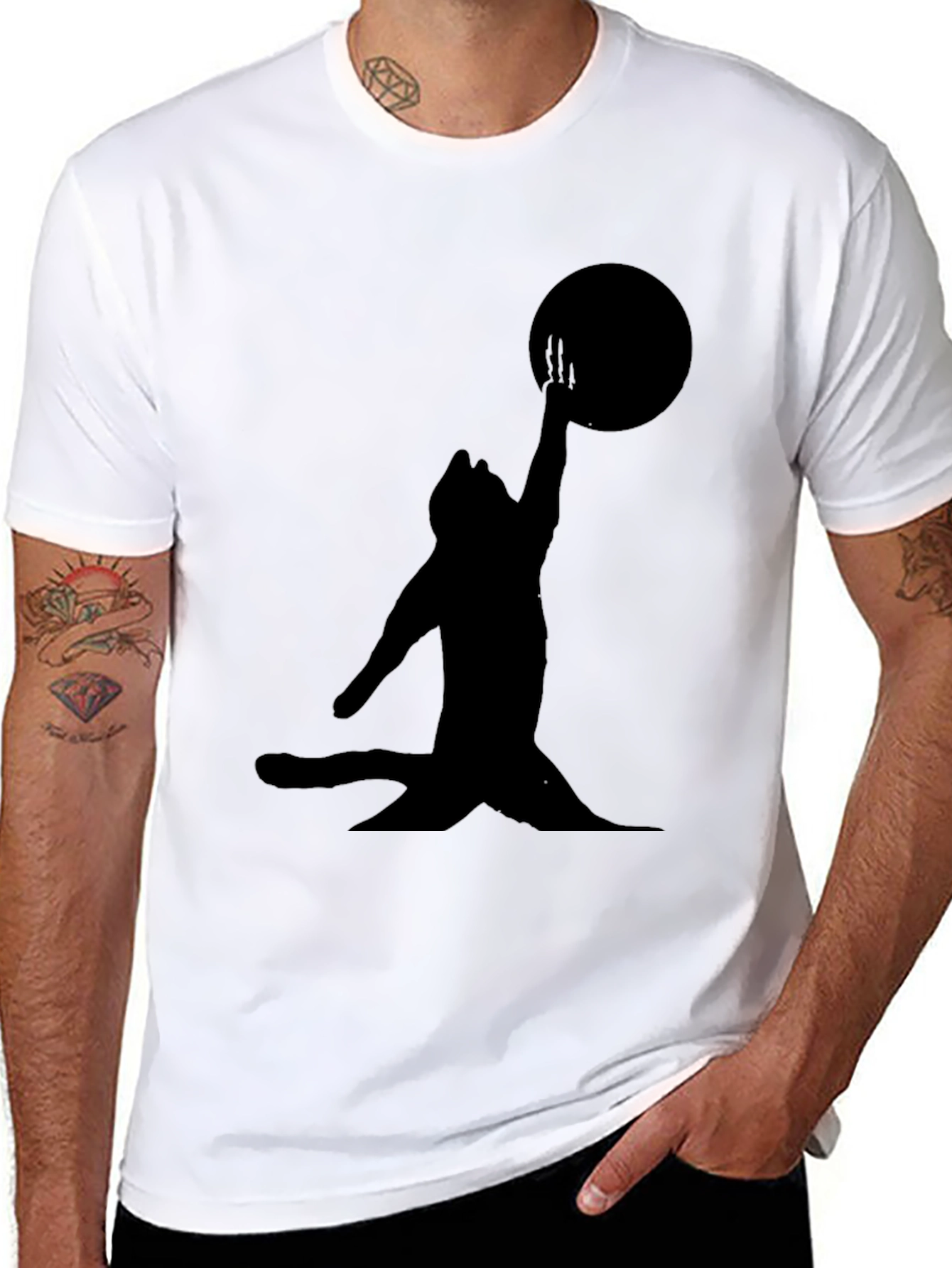Black Cat Reaching for Moon T-Shirt