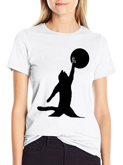 Black Cat Reaching for Moon T-Shirt
