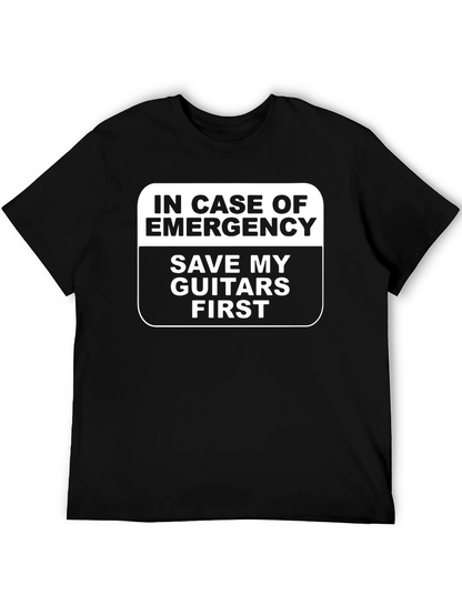 In Case of Emergency Save My Guitars Black T-Shirt