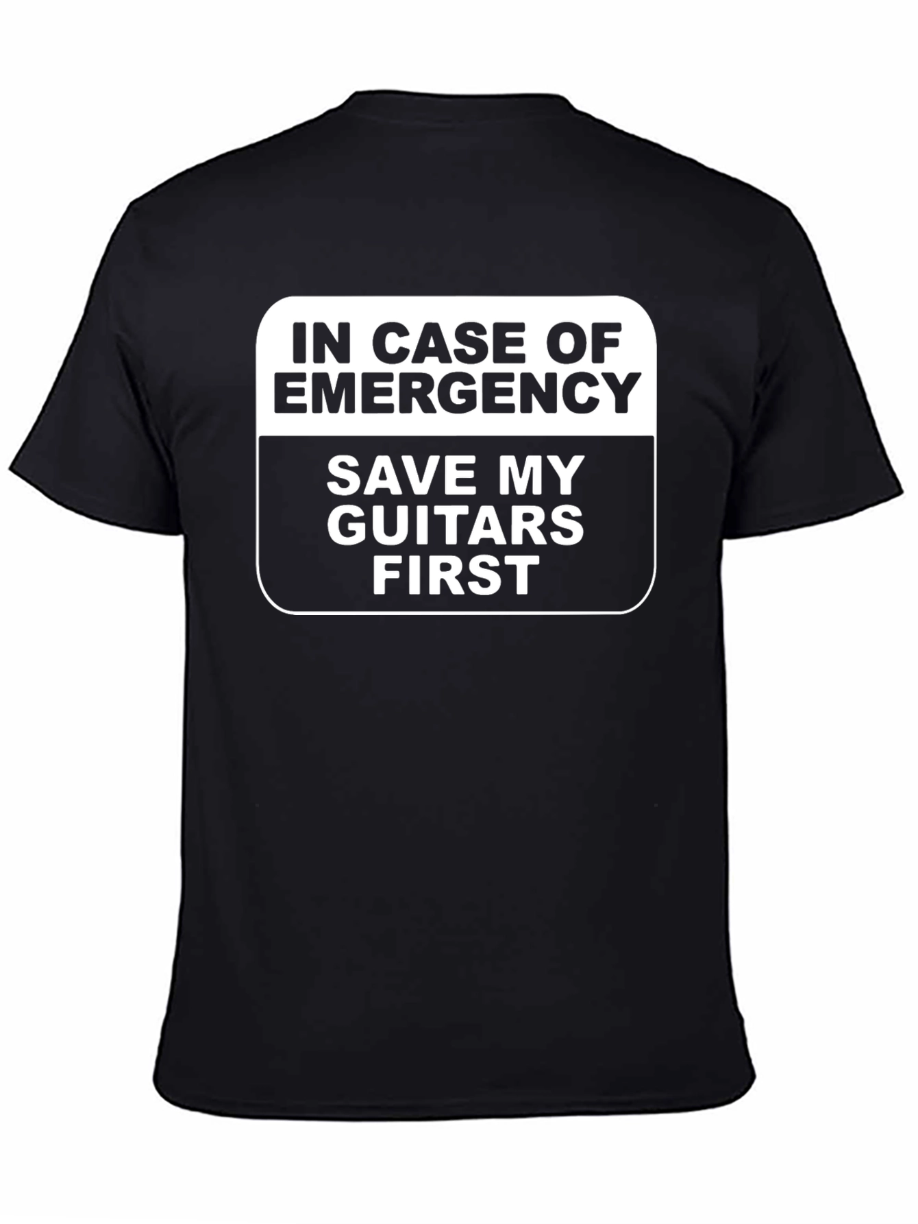 In Case of Emergency Save My Guitars Black T-Shirt