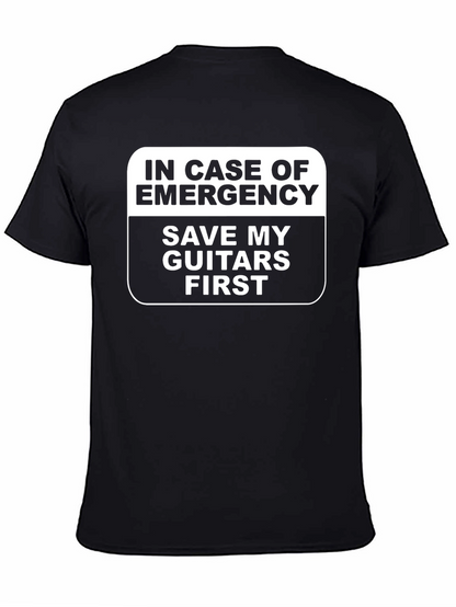 In Case of Emergency Save My Guitars Black T-Shirt