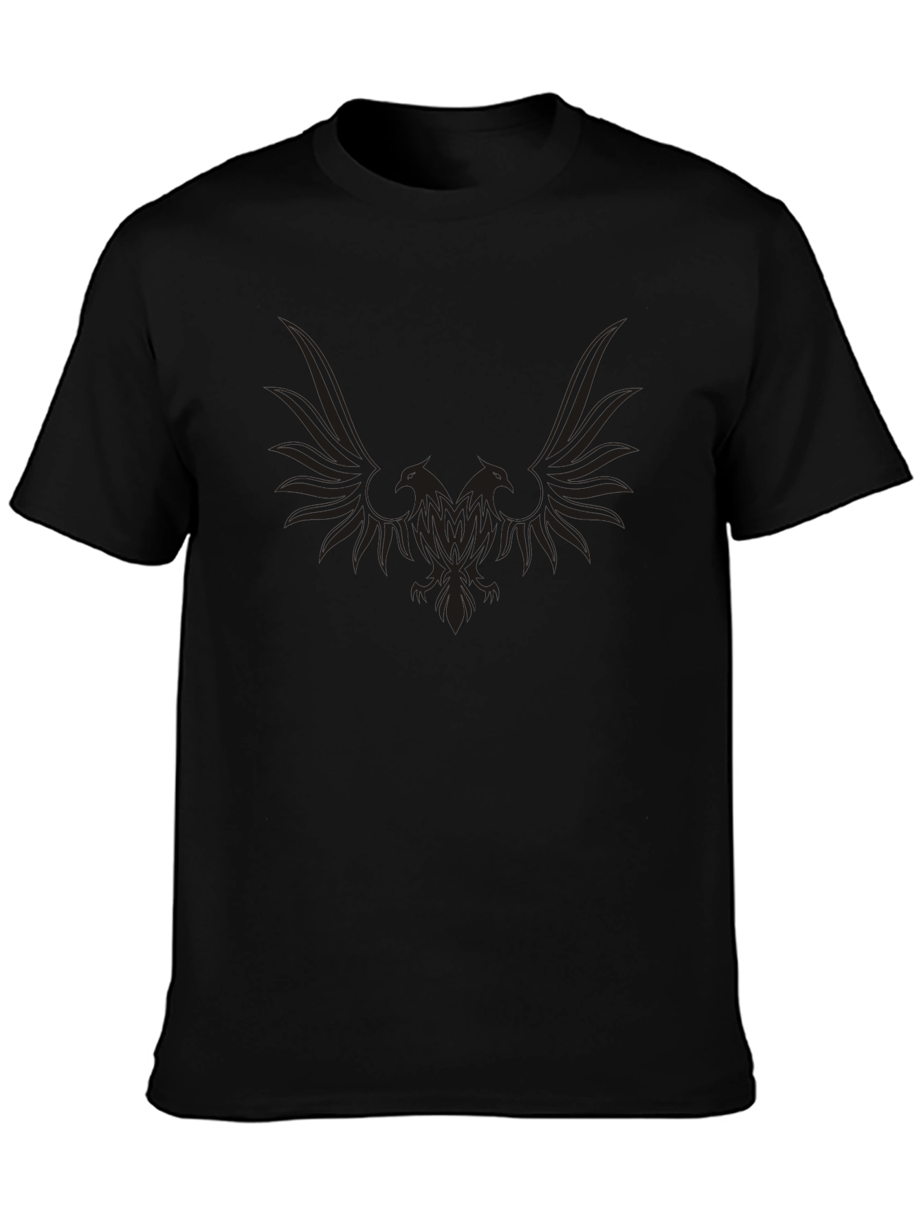 Mens Black Eagle Graphic Crewneck T-Shirt
