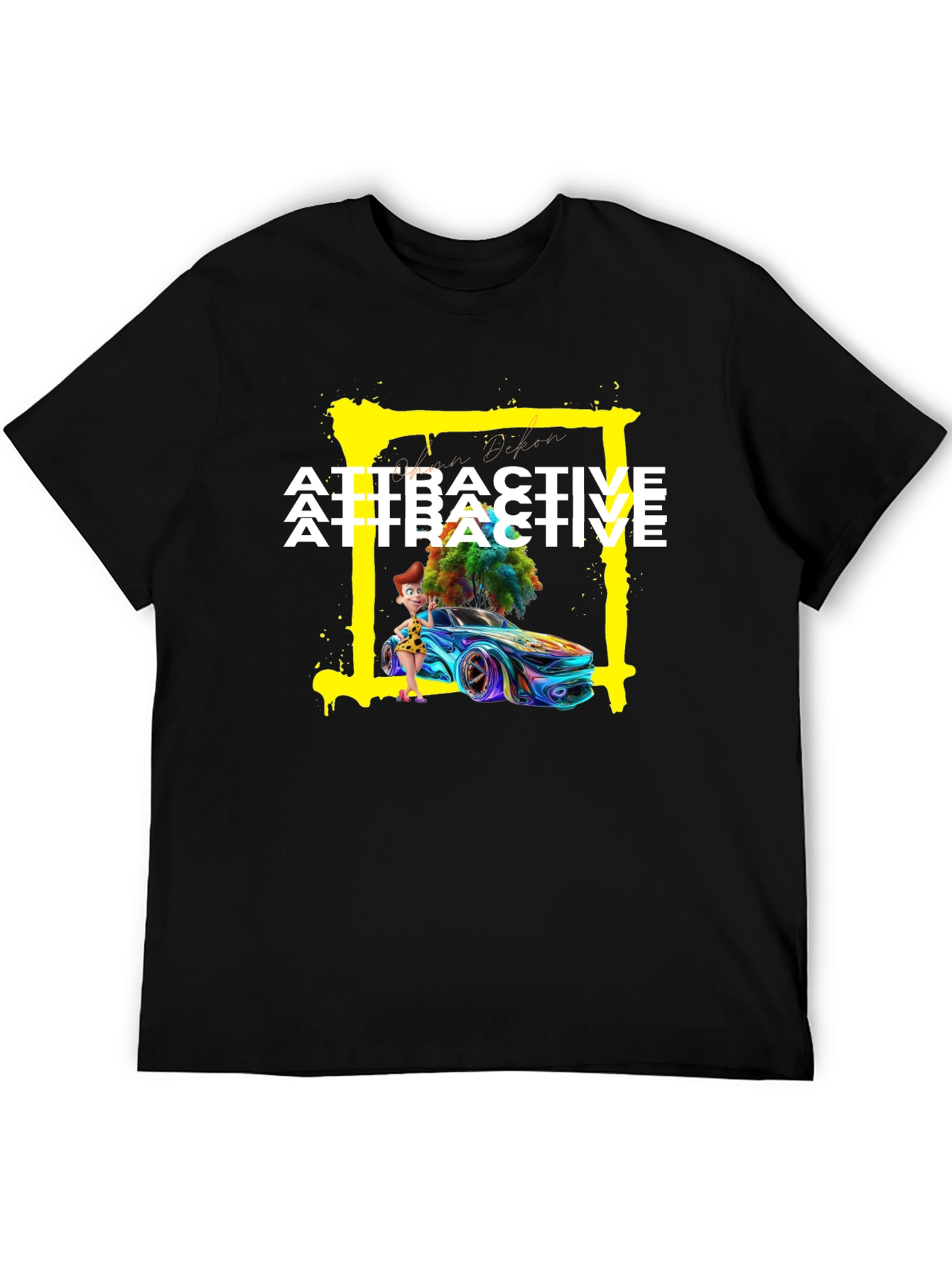 Attractive Cartoon Car Graphic Tee - Soft Cotton