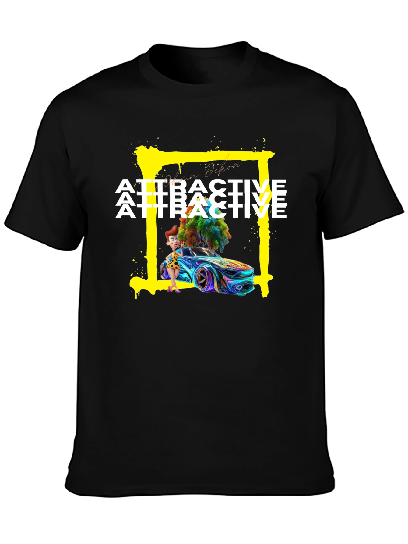Attractive Cartoon Car Graphic Tee - Soft Cotton