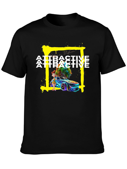 Attractive Cartoon Car Graphic Tee - Soft Cotton