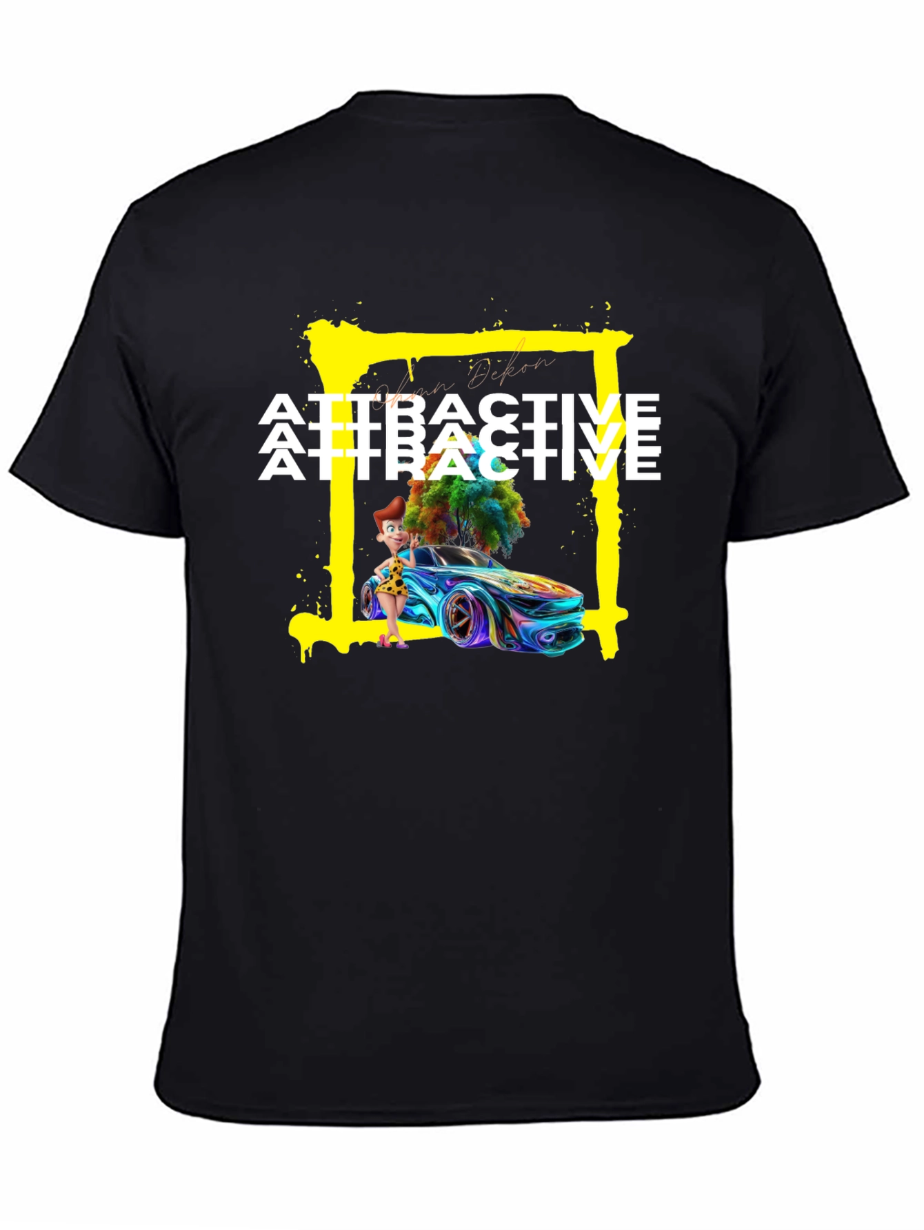 Attractive Cartoon Car Graphic Tee - Soft Cotton