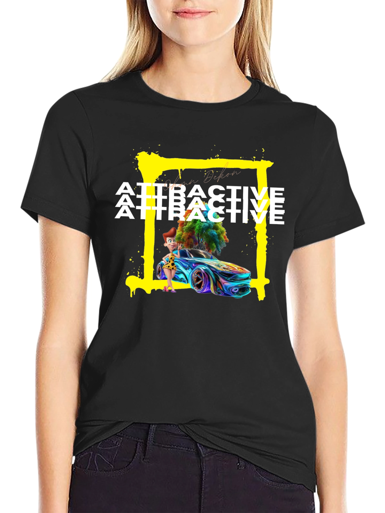 Attractive Cartoon Car Graphic Tee - Soft Cotton