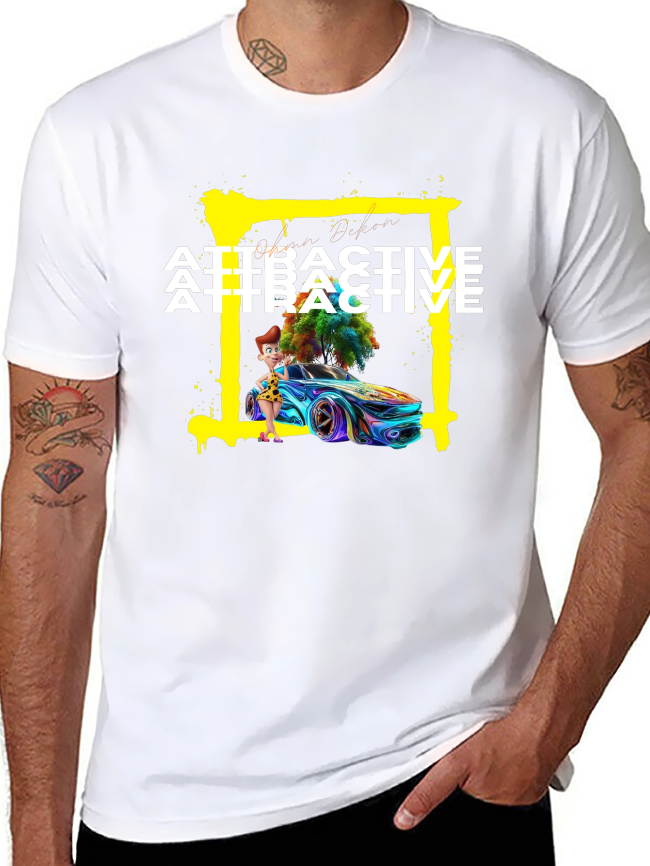 Attractive Cartoon Car Graphic Tee - Soft Cotton