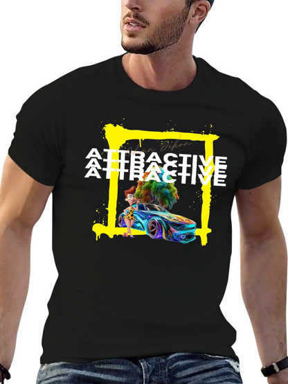 Attractive Cartoon Car Graphic Tee - Soft Cotton