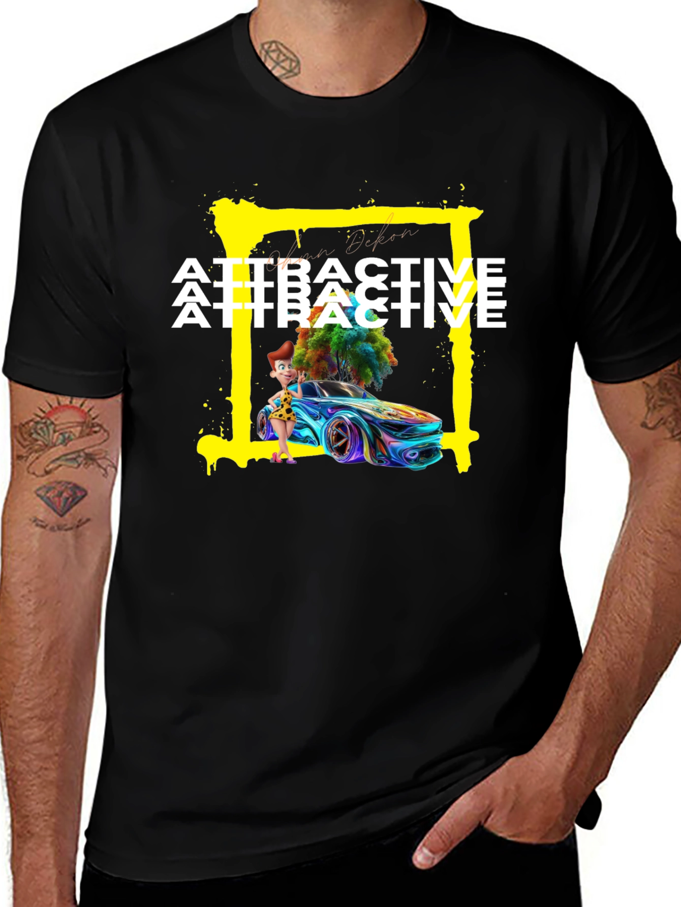 Attractive Cartoon Car Graphic Tee - Soft Cotton