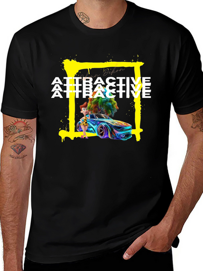 Attractive Cartoon Car Graphic Tee - Soft Cotton