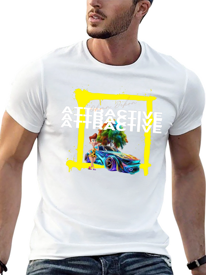 Attractive Cartoon Car Graphic Tee - Soft Cotton