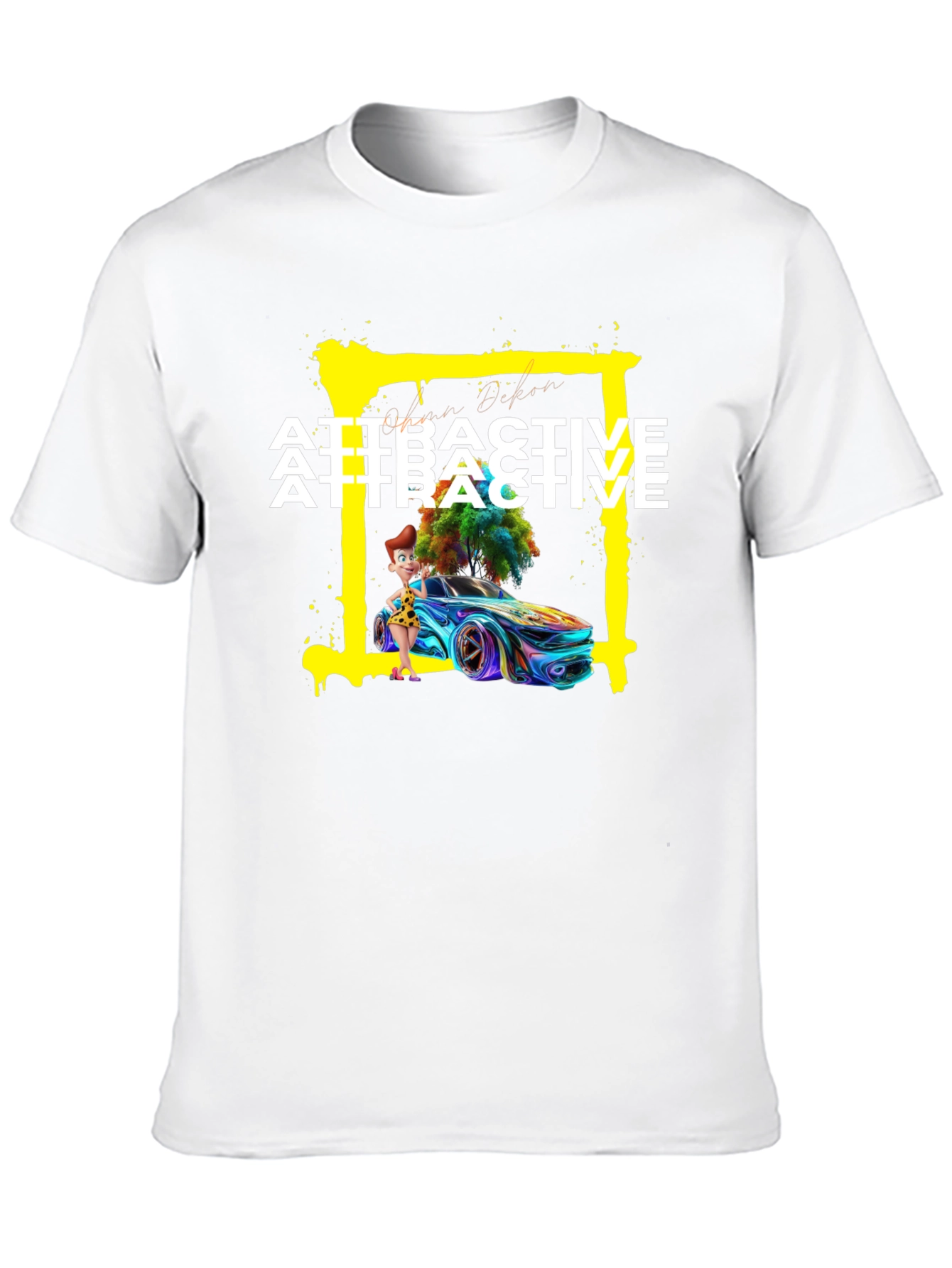 Attractive Cartoon Car Graphic Tee - Soft Cotton
