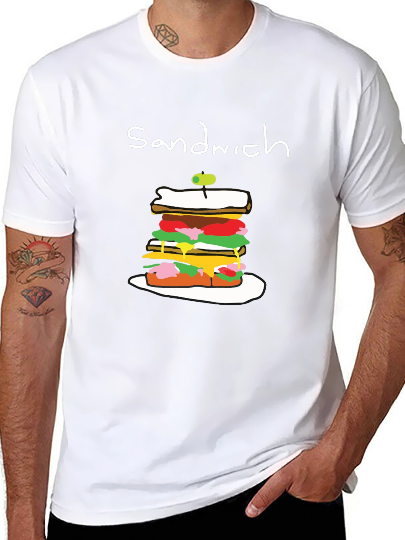 Sandwich Graphic Tee - Black Cotton T-Shirt