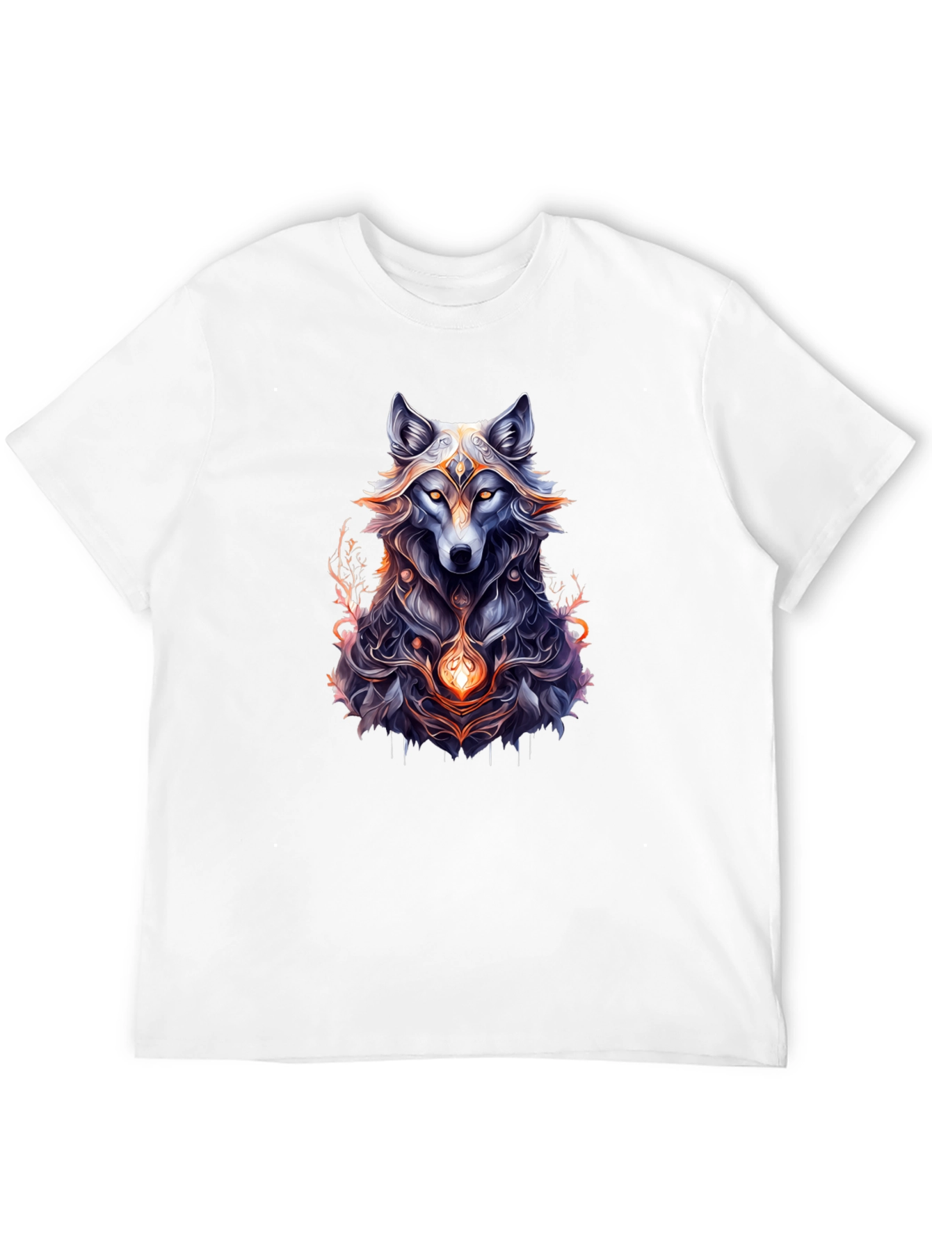 Mystic Wolf Graphic Tee - Black Cotton Comfort