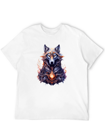 Mystic Wolf Graphic Tee - Black Cotton Comfort