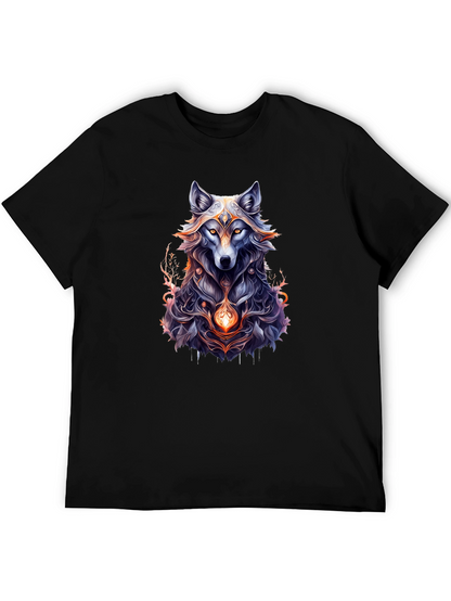 Mystic Wolf Graphic Tee - Black Cotton Comfort