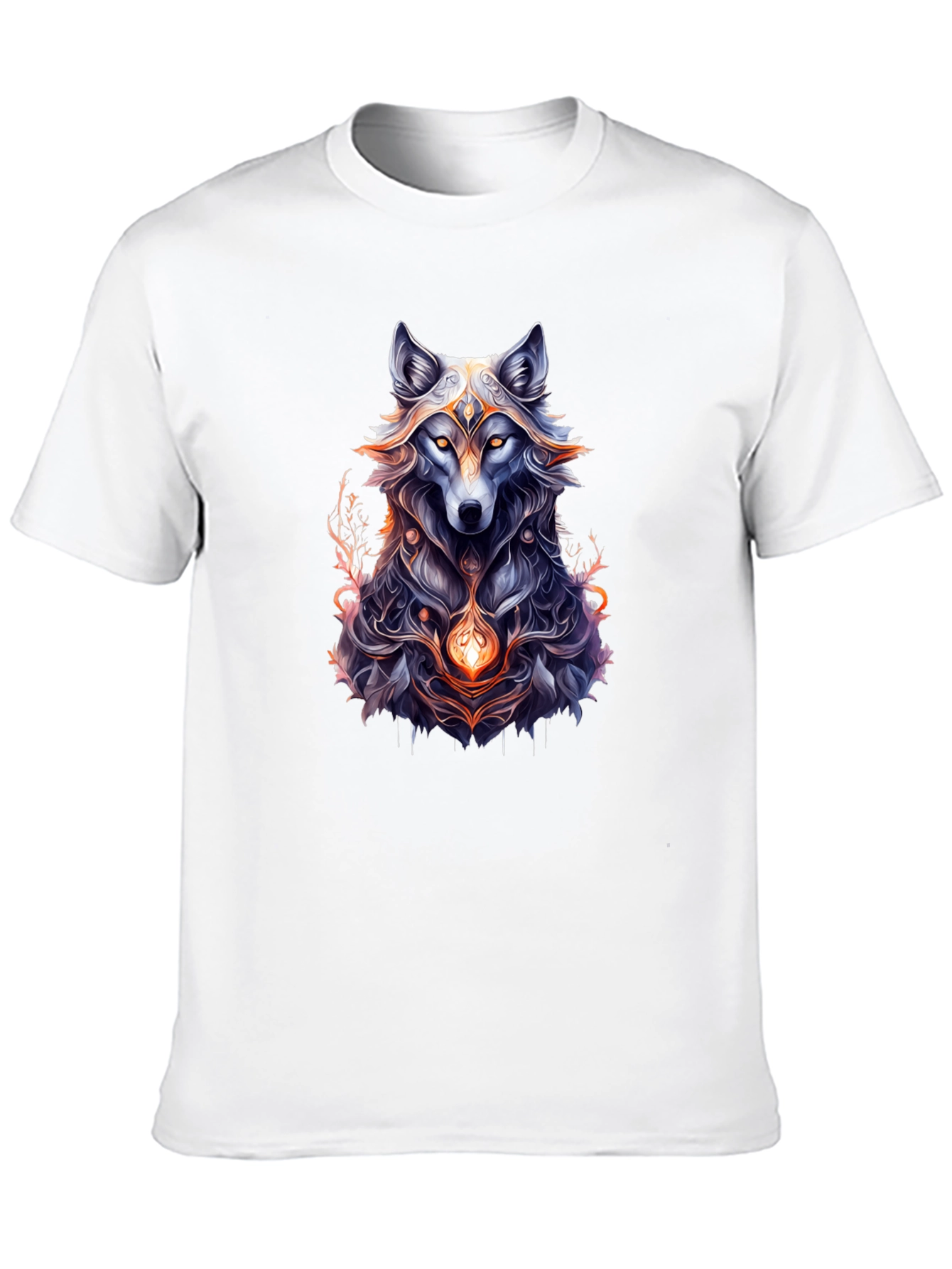 Mystic Wolf Graphic Tee - Black Cotton Comfort