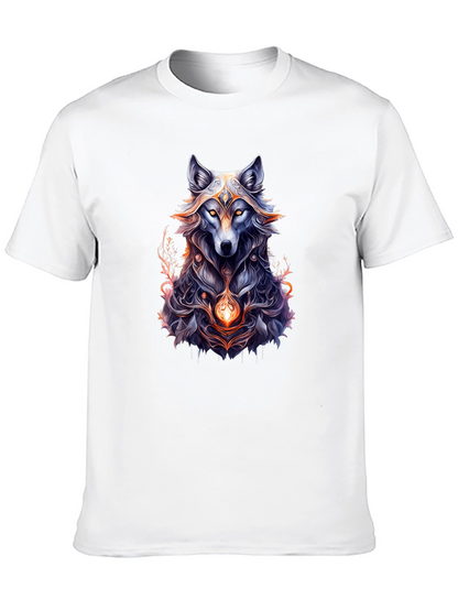 Mystic Wolf Graphic Tee - Black Cotton Comfort