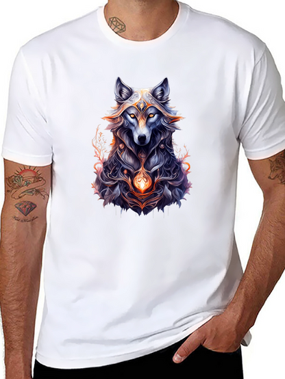 Mystic Wolf Graphic Tee - Black Cotton Comfort