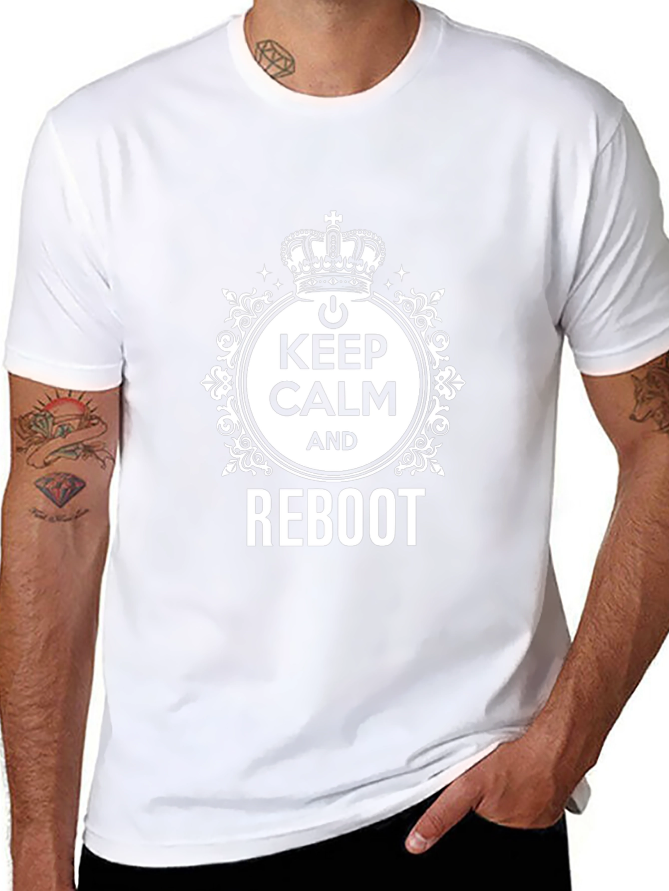 Keep Calm and Reboot Black T-Shirt