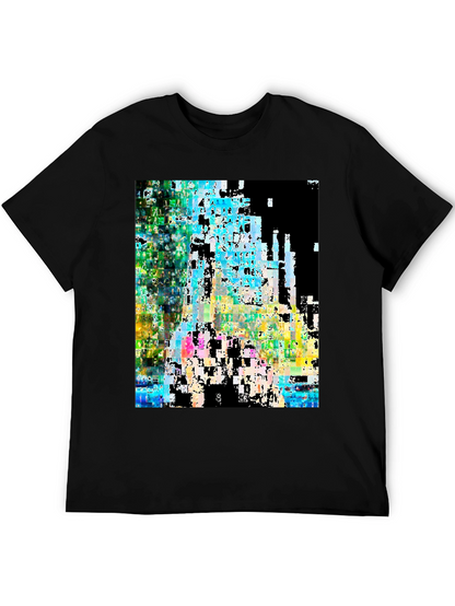 Abstract Glitch Art Black T-Shirt