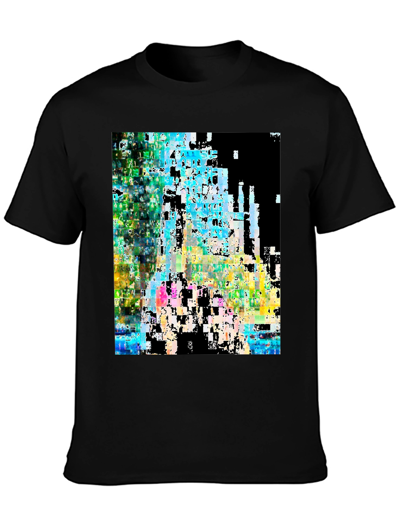 Abstract Glitch Art Black T-Shirt