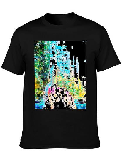 Abstract Glitch Art Black T-Shirt