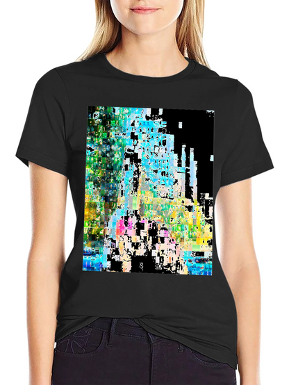 Abstract Glitch Art Black T-Shirt
