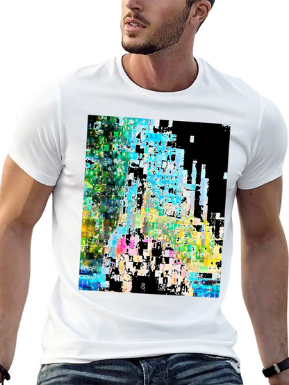 Abstract Glitch Art Black T-Shirt