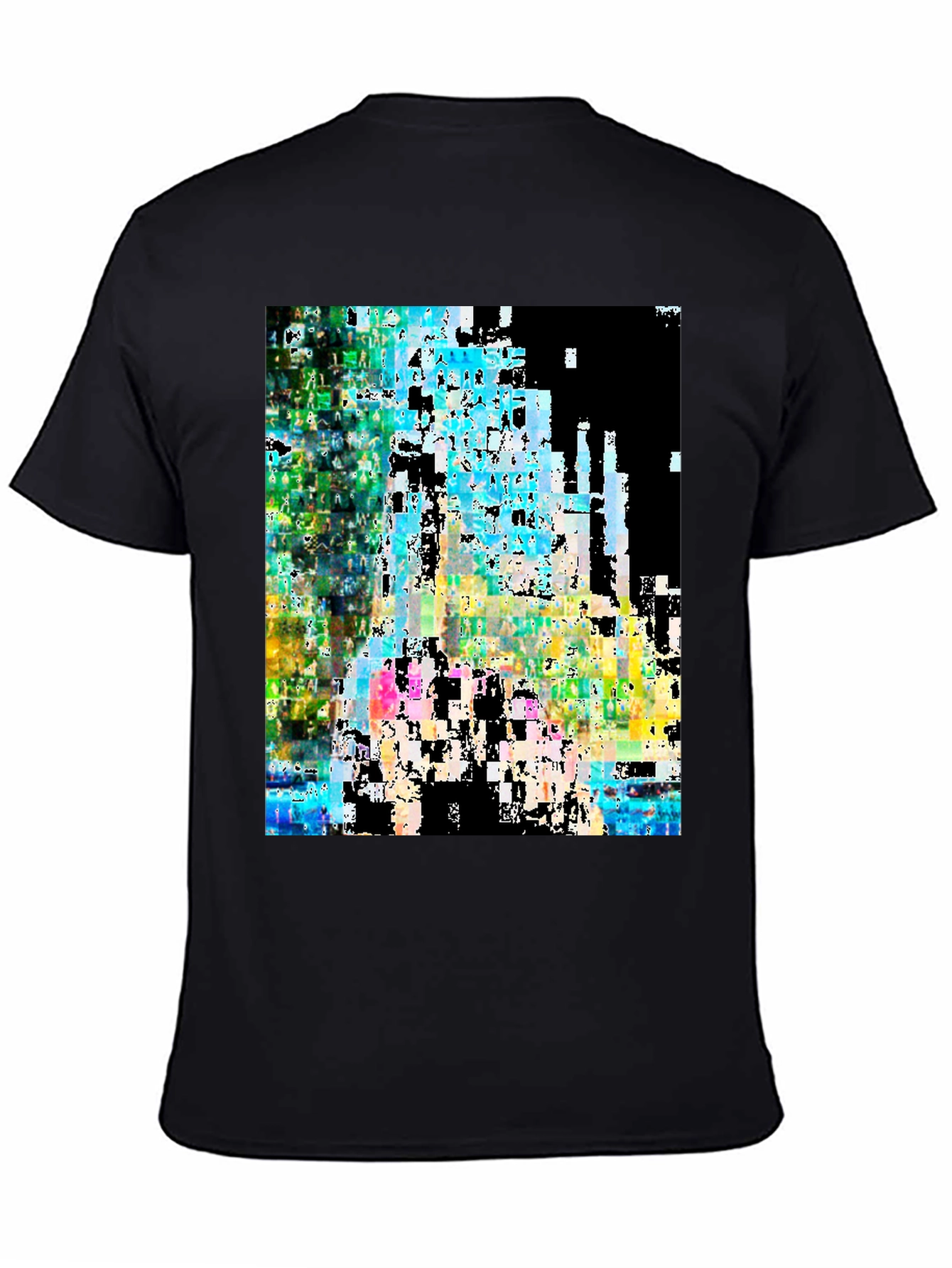 Abstract Glitch Art Black T-Shirt