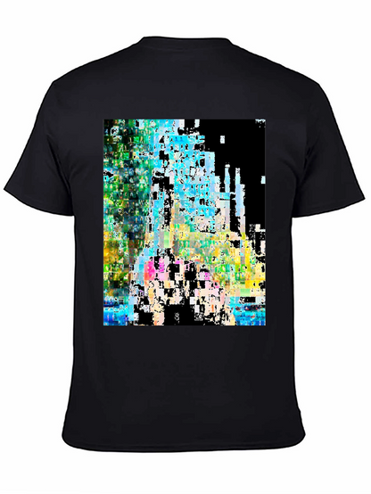 Abstract Glitch Art Black T-Shirt